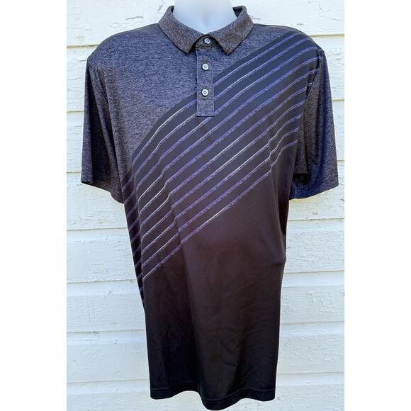 PGA Tour Golf Men's Polo Shirt Short Sleeve Black Gray Stripe Size XXL 2XL Pro - Picture 1 of 5